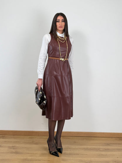 Abito longuette ecopelle bordo 20855
