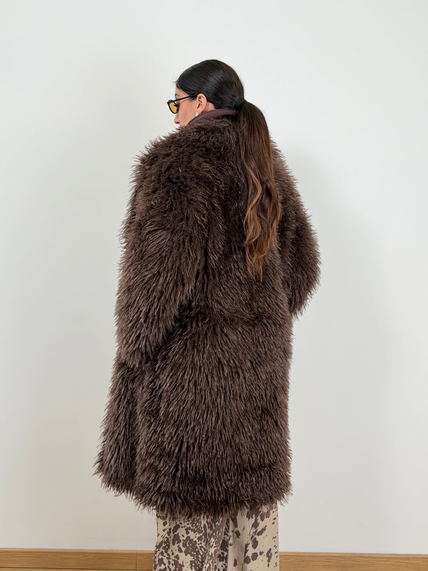 Ecopelliccia Mongolia lunga MARRONE F11509