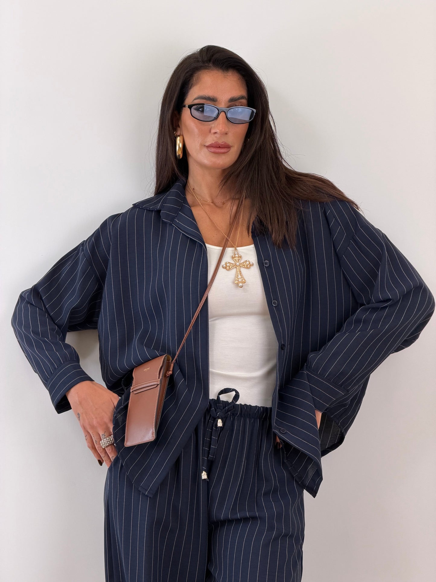 Coordinato blu gessato 25003