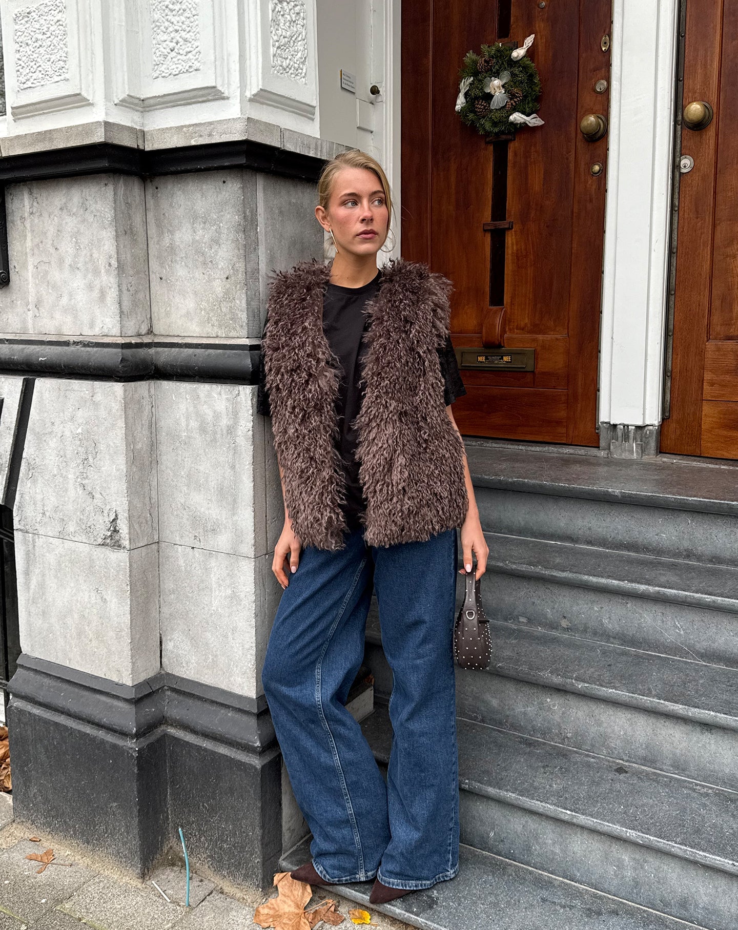 AUBREY HAIRY GILET DONKERBRUIN