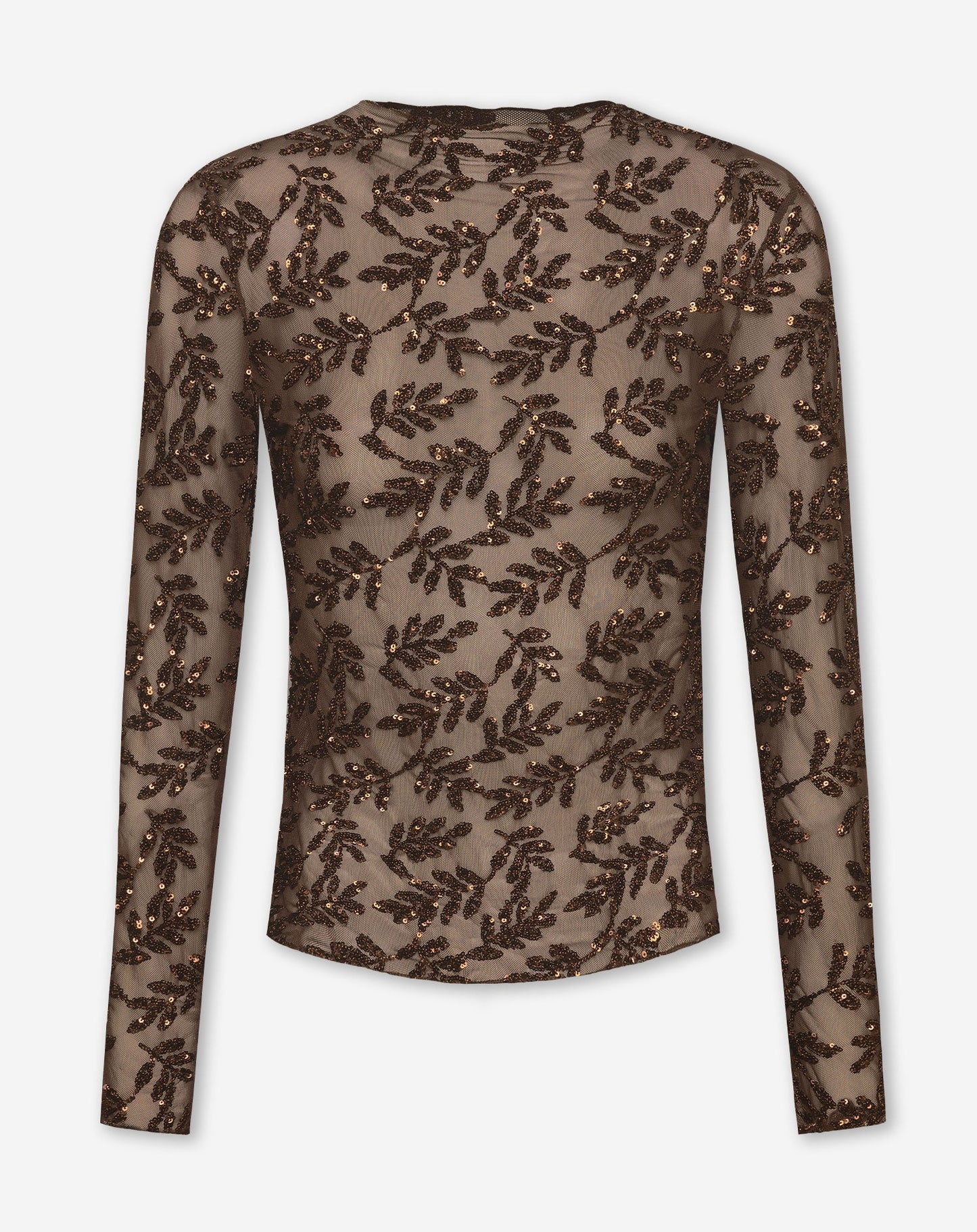 SEQUINS SMALL LEAF TOP BRUIN