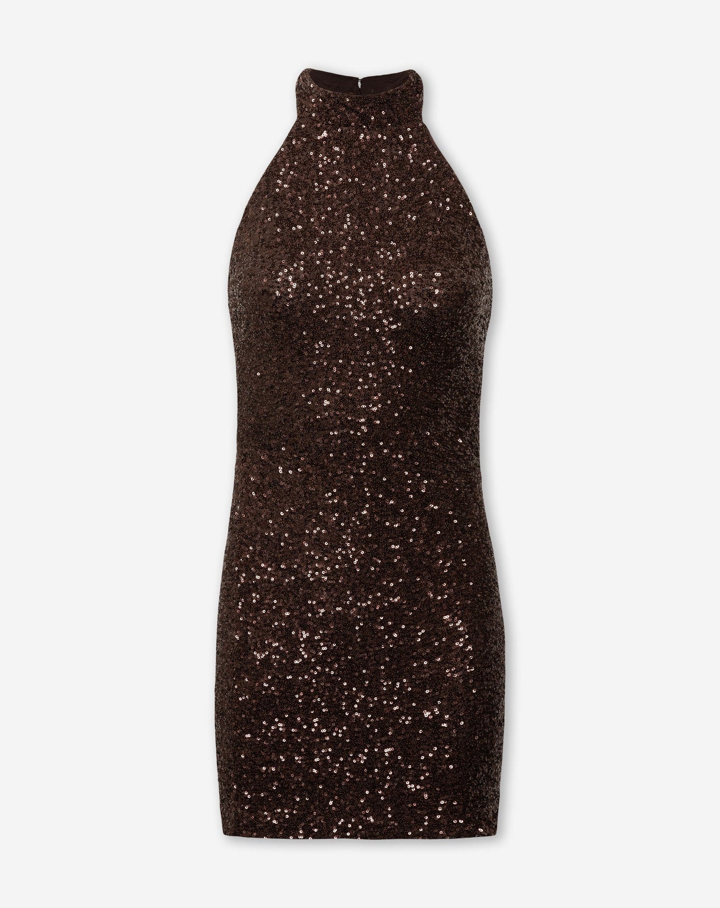 MAYA SEQUINS HALTER DRESS BRUIN
