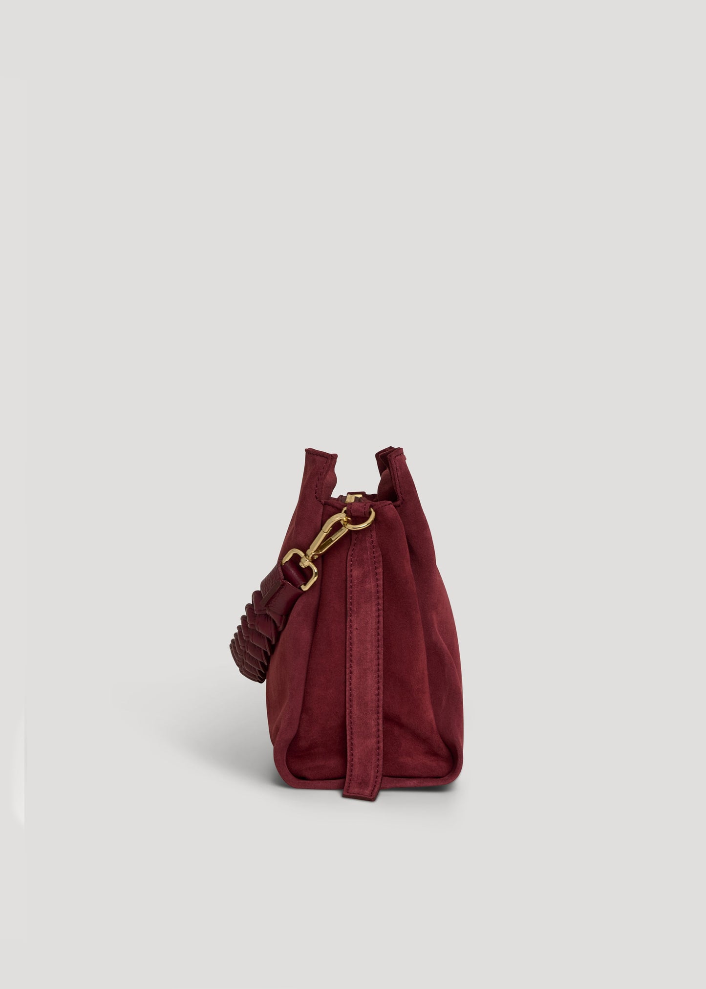 Borsa Braid in Camoscio e Pelle Borgogna