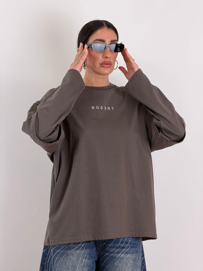Maxi T shirt over grigio scuro 63992