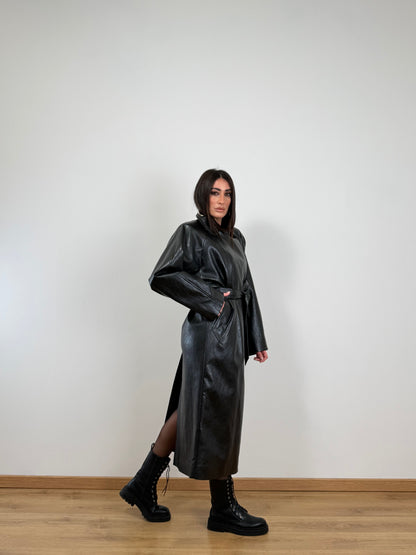 Trench lumina ecopelle nero LD5066