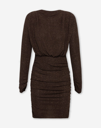 JOSH CRINKLE GLITTER DRESS BRUIN