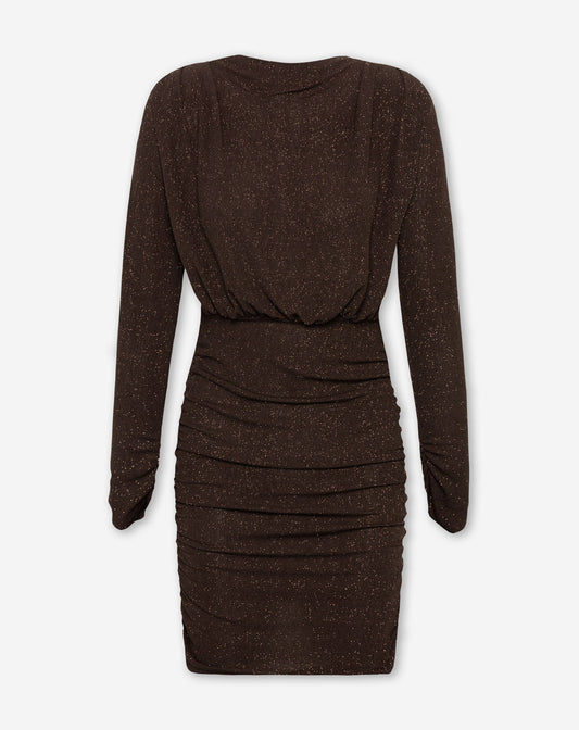JOSH CRINKLE GLITTER DRESS BRUIN