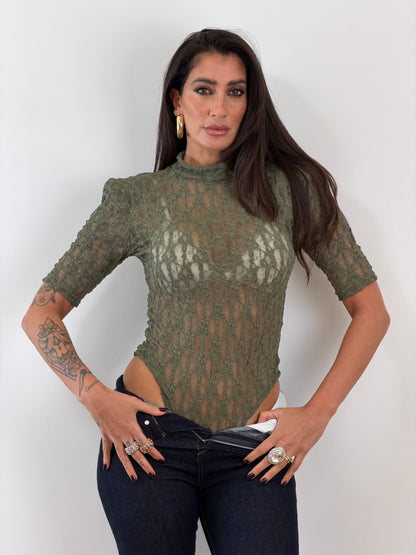 Body pizzo verde militare 621