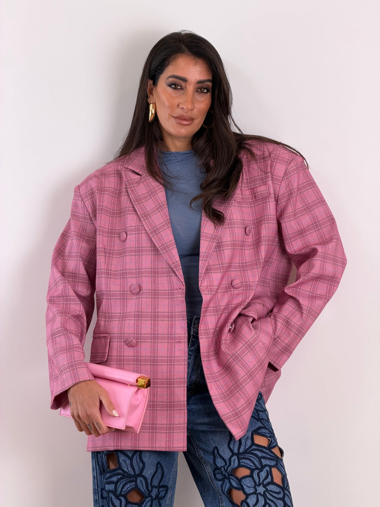 Blazer rosa quadri 13317
