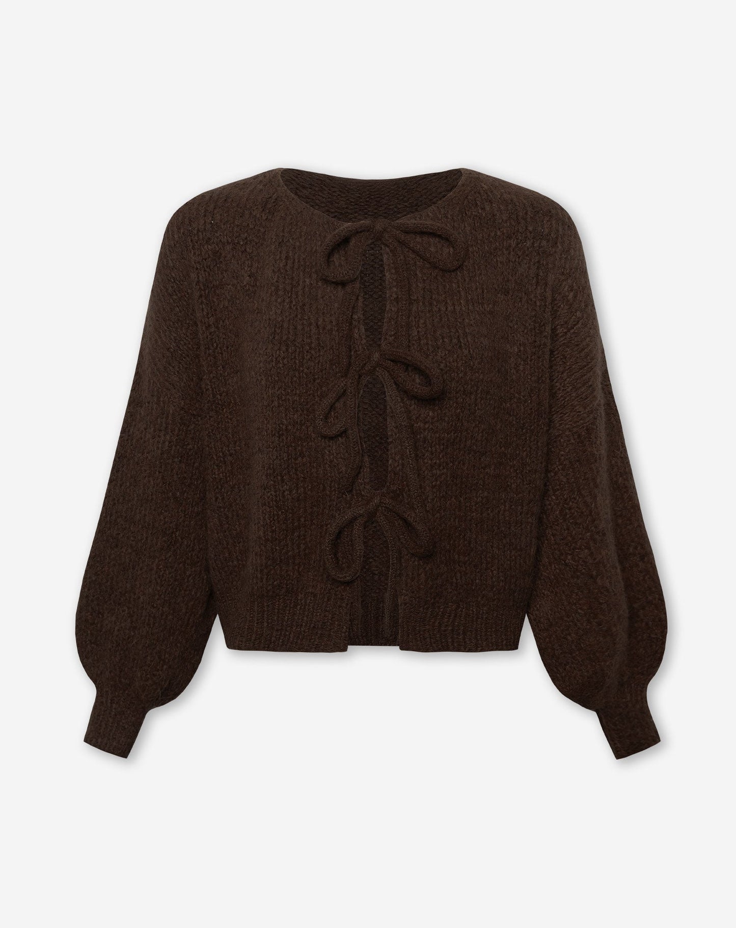 VIVI BOW CARDIGAN BRUIN