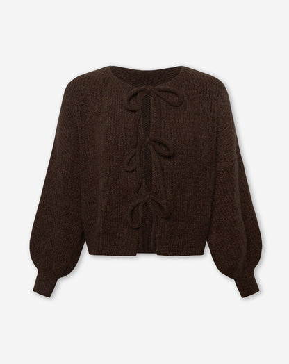 VIVI BOW CARDIGAN BRUIN