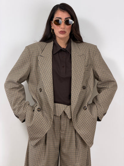 Blazer quadri beige Lumina 260067