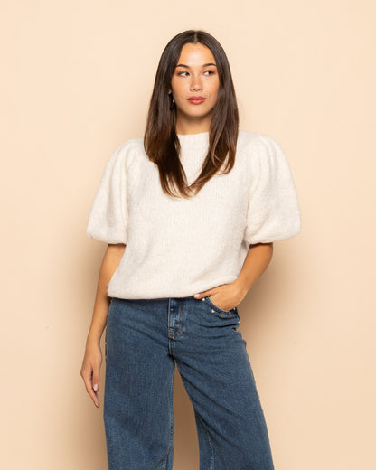 DANI PUFF SLEEVE KNIT CRÈME