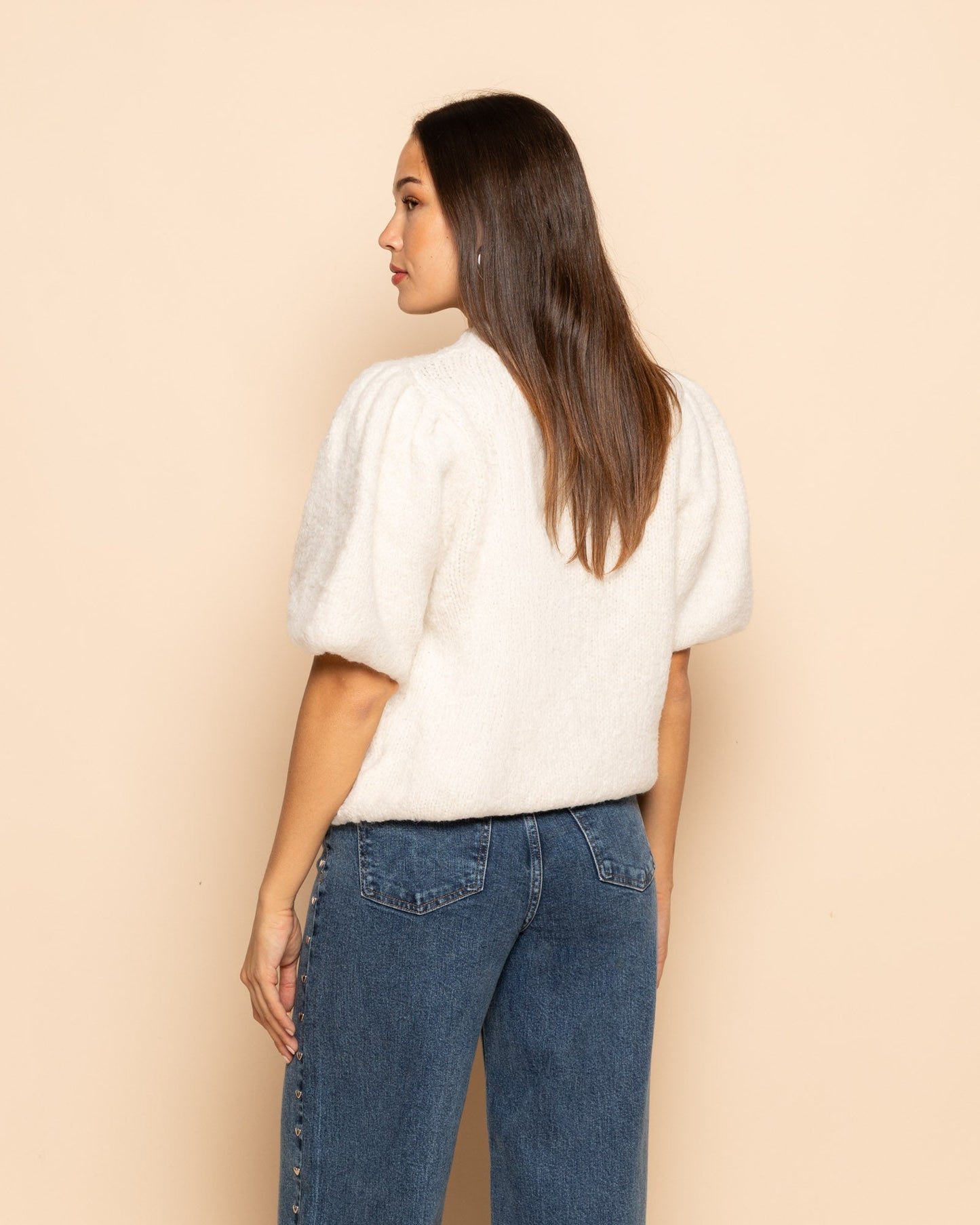 DANI PUFF SLEEVE KNIT CRÈME
