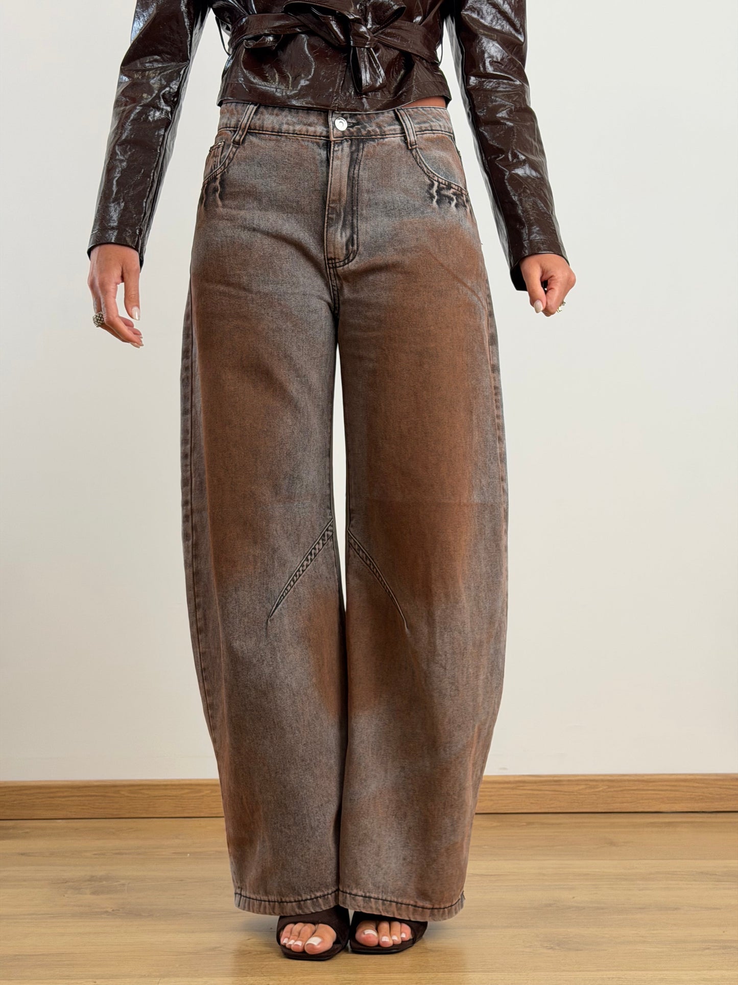 Jeans grigio marrone sabbiato S22172