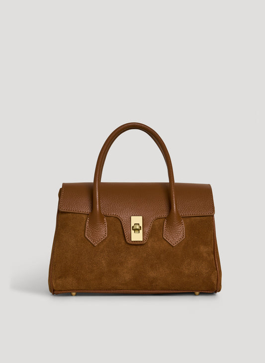 Borsa Cécile in Camoscio e Pelle Cuoio
