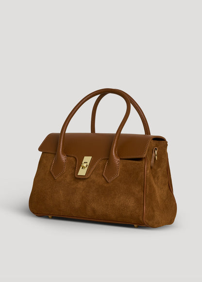 Borsa Cécile in Camoscio e Pelle Cuoio