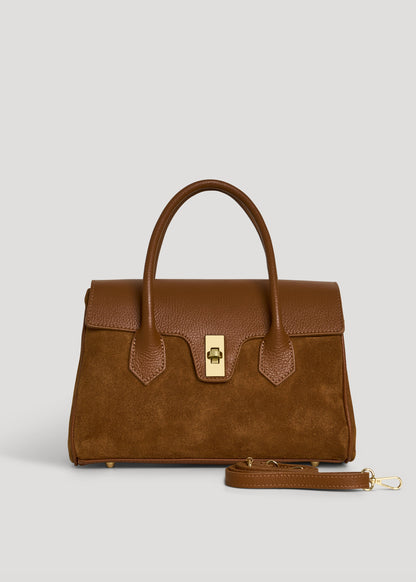 Borsa Cécile in Camoscio e Pelle Cuoio