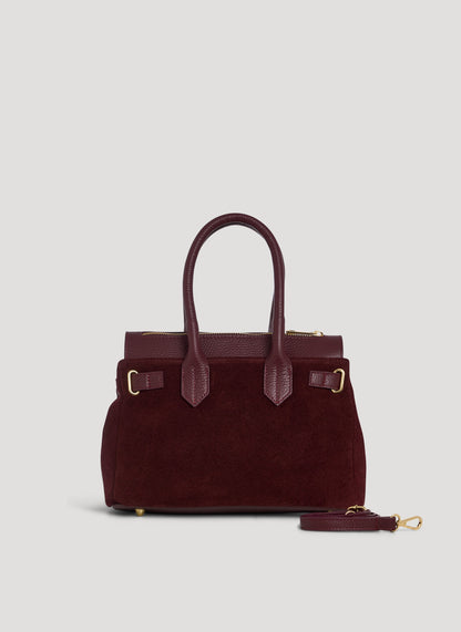 Borsa Elizabeth Micro in Camoscio e Pelle Borgogna