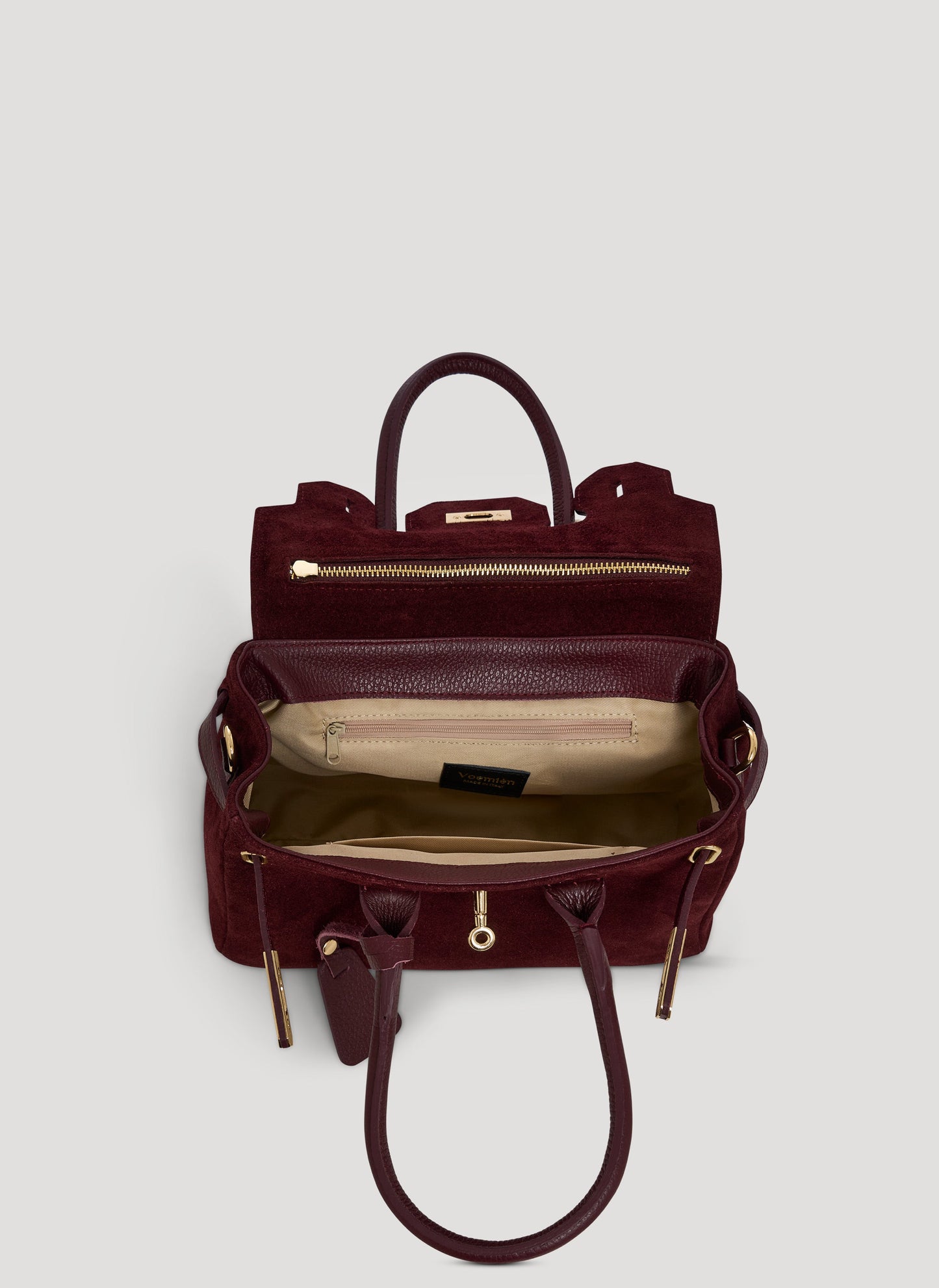 Borsa Elizabeth Micro in Camoscio e Pelle Borgogna