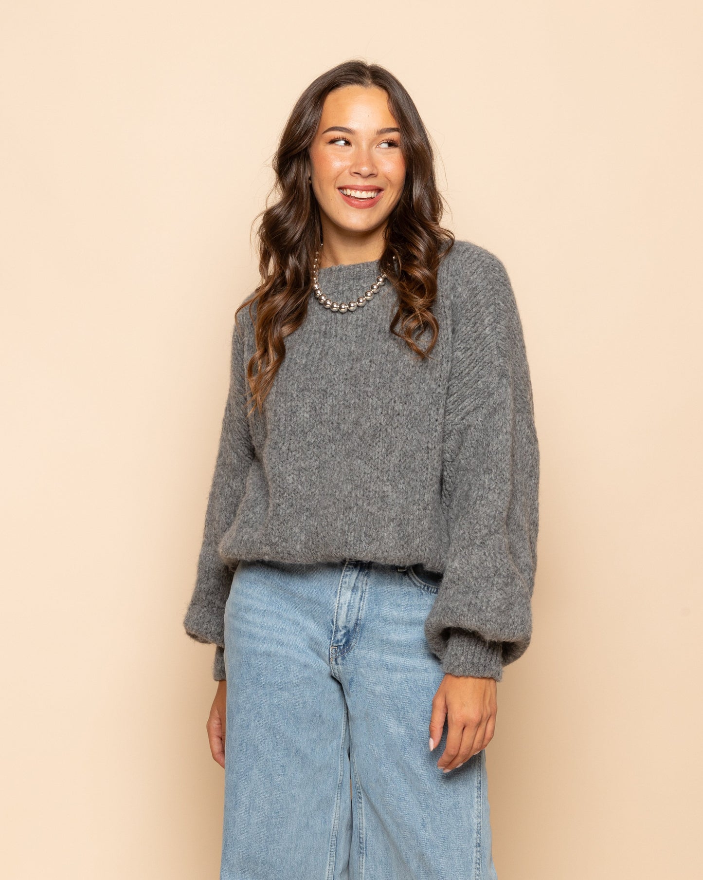 SIDE SEAM WIDE LEG JEANS MID BLAUW