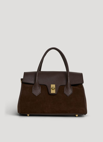 Borsa Cécile in Camoscio e Pelle Testa di moro