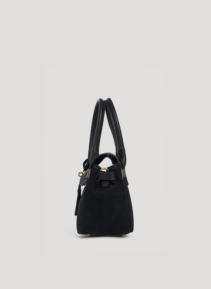 Borsa Elizabeth Micro in Camoscio e Pelle Nera