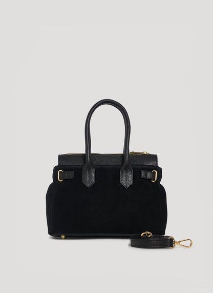 Borsa Elizabeth Micro in Camoscio e Pelle Nera