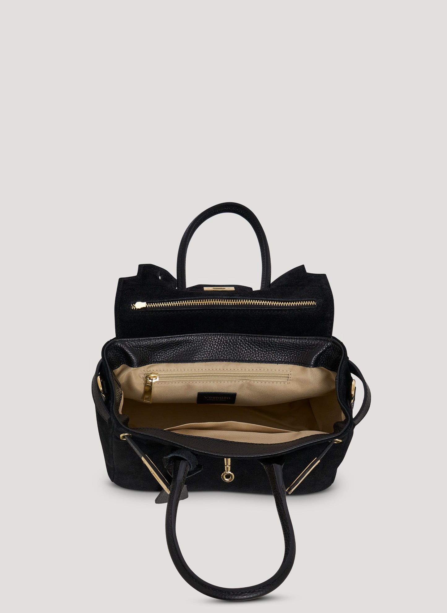 Borsa Elizabeth Micro in Camoscio e Pelle Nera