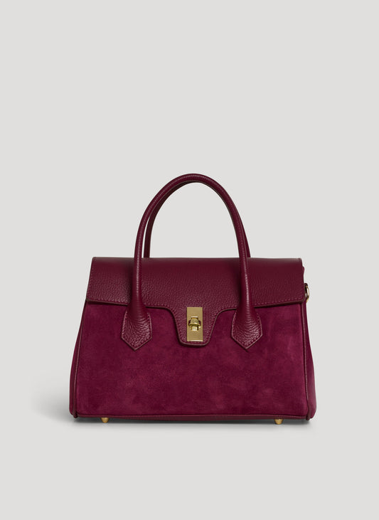 Borsa Cécile in Camoscio e Pelle Borgogna