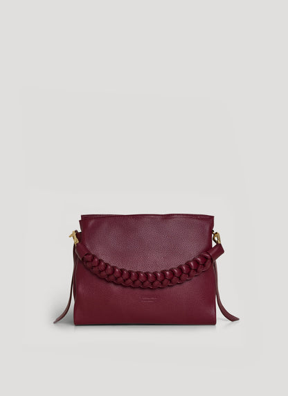 Borsa Braid Micro in pelle Dollaro Borgogna