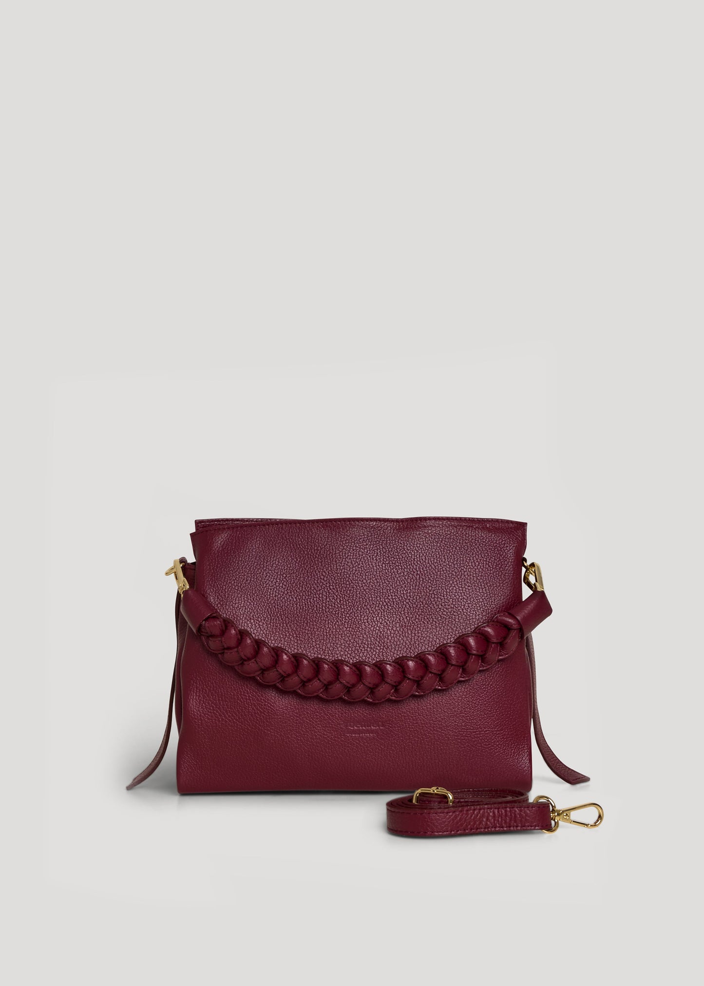Borsa Braid Micro in pelle Dollaro Borgogna