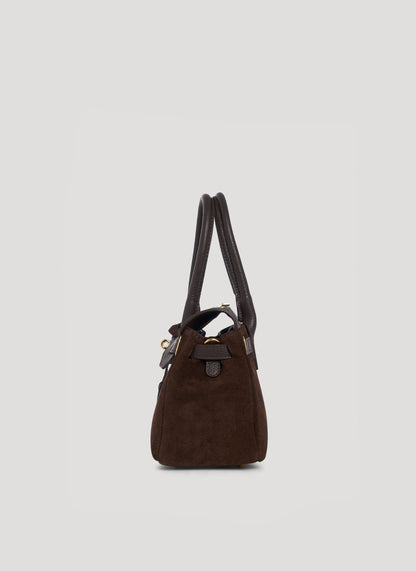 Borsa Elizabeth Micro in Camoscio e Pelle Testa di Moro