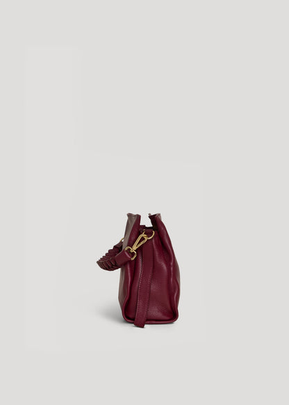 Borsa Braid Micro in pelle Dollaro Borgogna