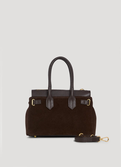 Borsa Elizabeth Micro in Camoscio e Pelle Testa di Moro