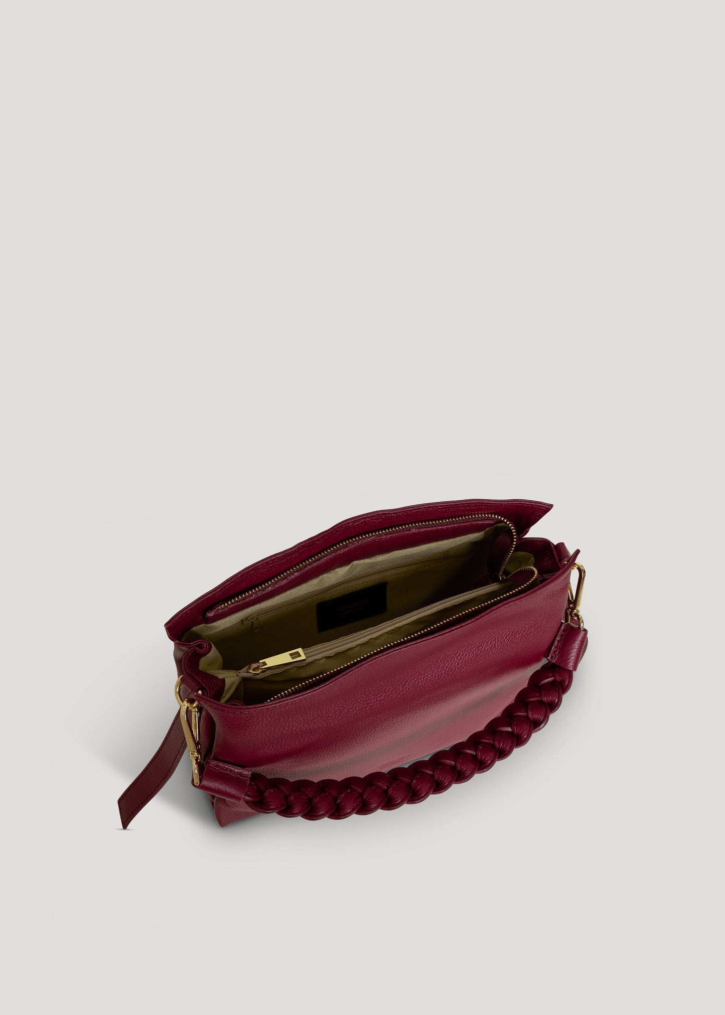 Borsa Braid Micro in pelle Dollaro Borgogna