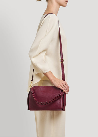 Borsa Braid Micro in pelle Dollaro Borgogna