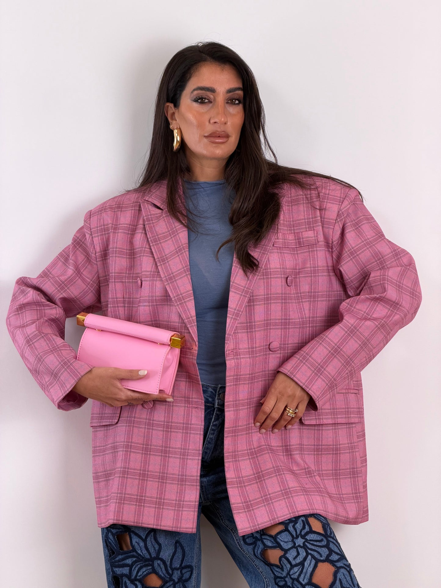 Blazer rosa quadri 13317