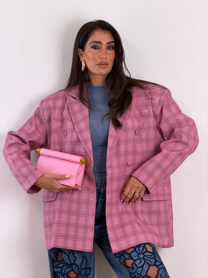 Blazer rosa quadri 13317