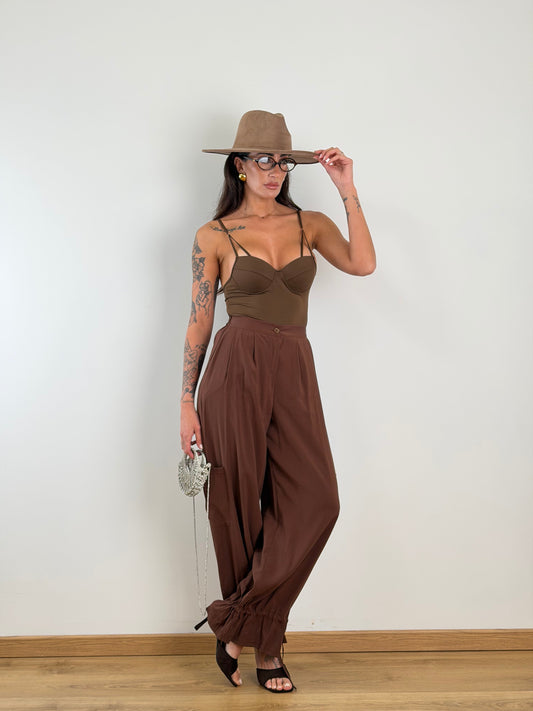 Pantalone Harem marrone 11528.