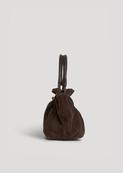 Borsa Charlène in Camoscio e Pelle Togo Testa di moro