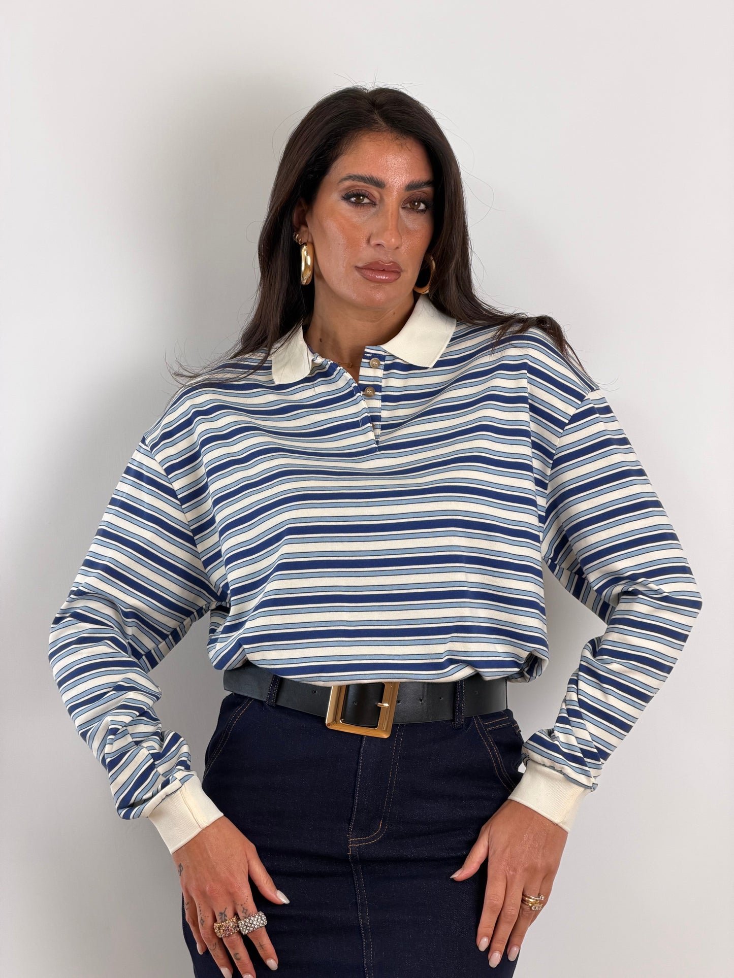 Maglia polo righe blu/azzurro 3636