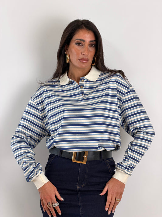 Maglia polo righe blu/azzurro 3636