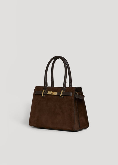Borsa Grace in Camoscio e pelle Togo Testa di moro