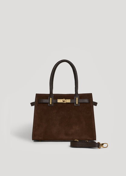 Borsa Grace in Camoscio e pelle Togo Testa di moro