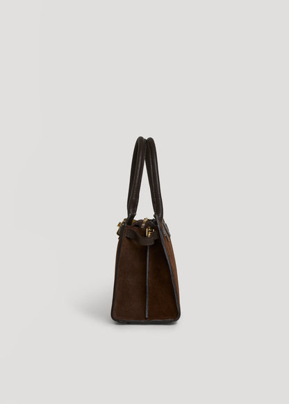 Borsa Grace in Camoscio e pelle Togo Testa di moro
