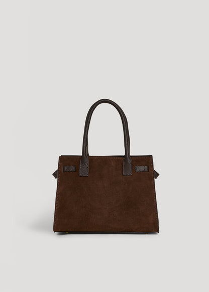 Borsa Grace in Camoscio e pelle Togo Testa di moro