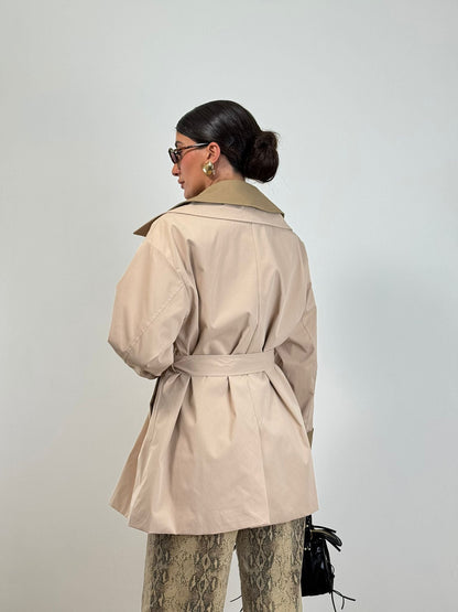 Trench 3/4 BICOLOR BEIGE/BROWN 6283