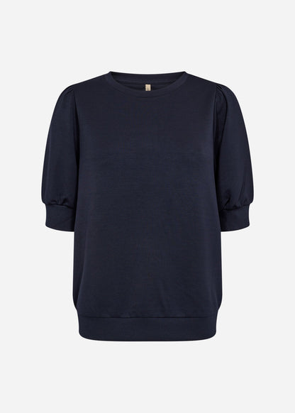 Elena™ – Blusa de Felpa con Mangas Cortas Azul Marino