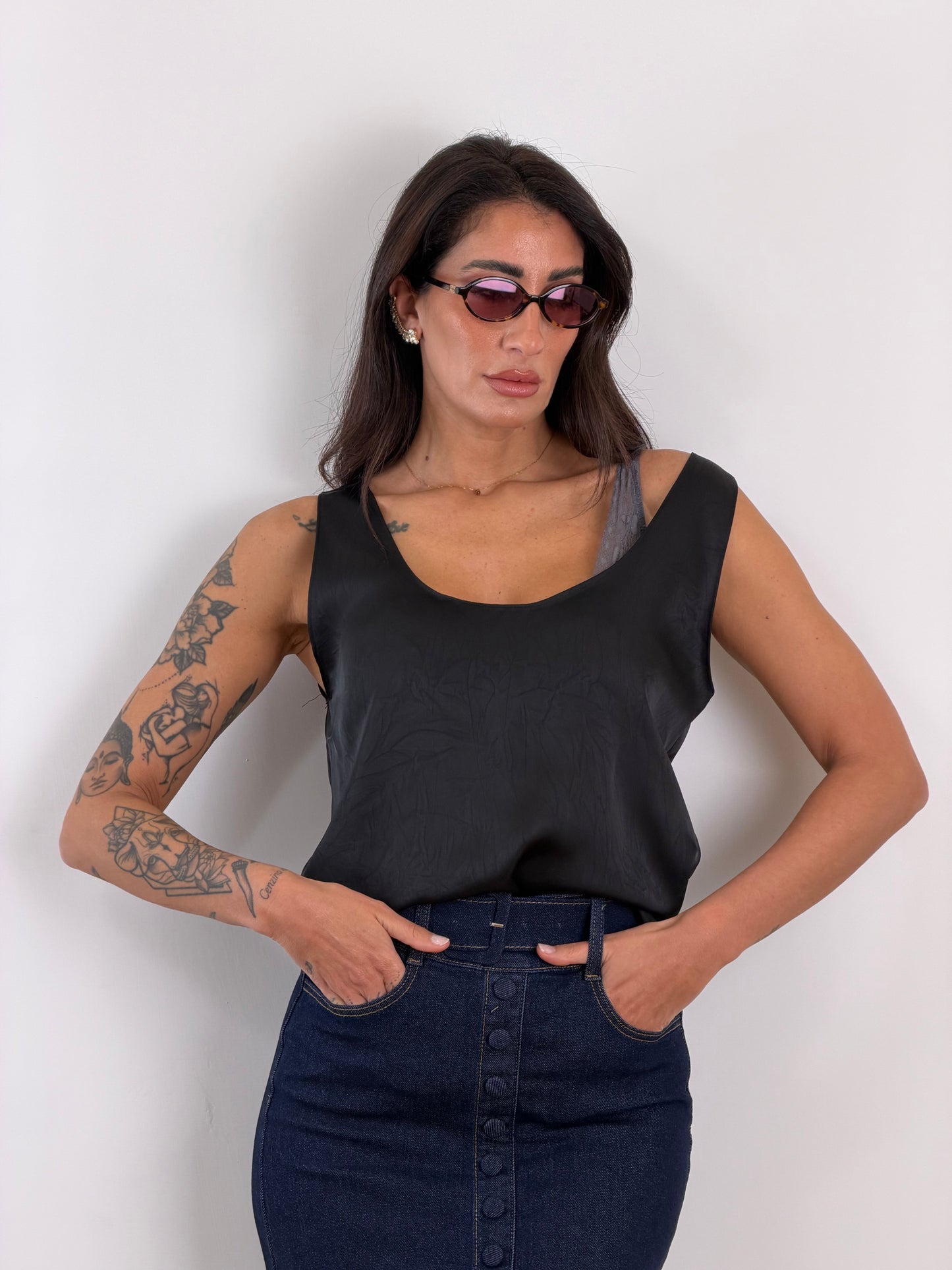 Canotta silk black 23373